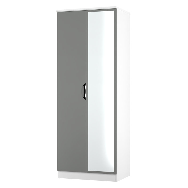 Bhodhini Manufactured Wood Wardrobe, Dusk Grey/White