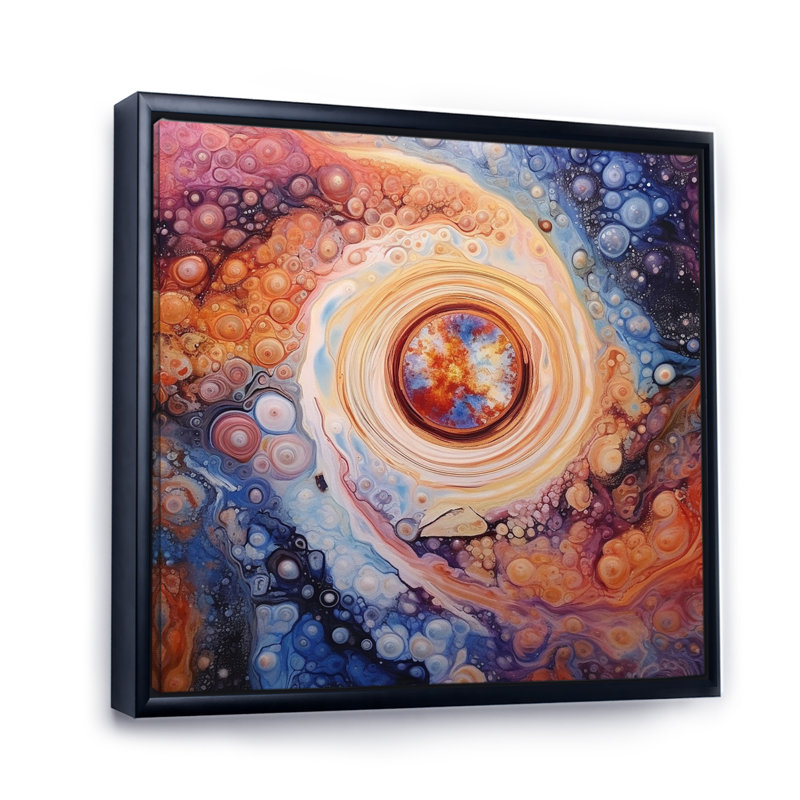 «Yellow Orange», impression galactique sur toile, H 36 po x l 36 po x P 1,5 po, Cadre flottant noir