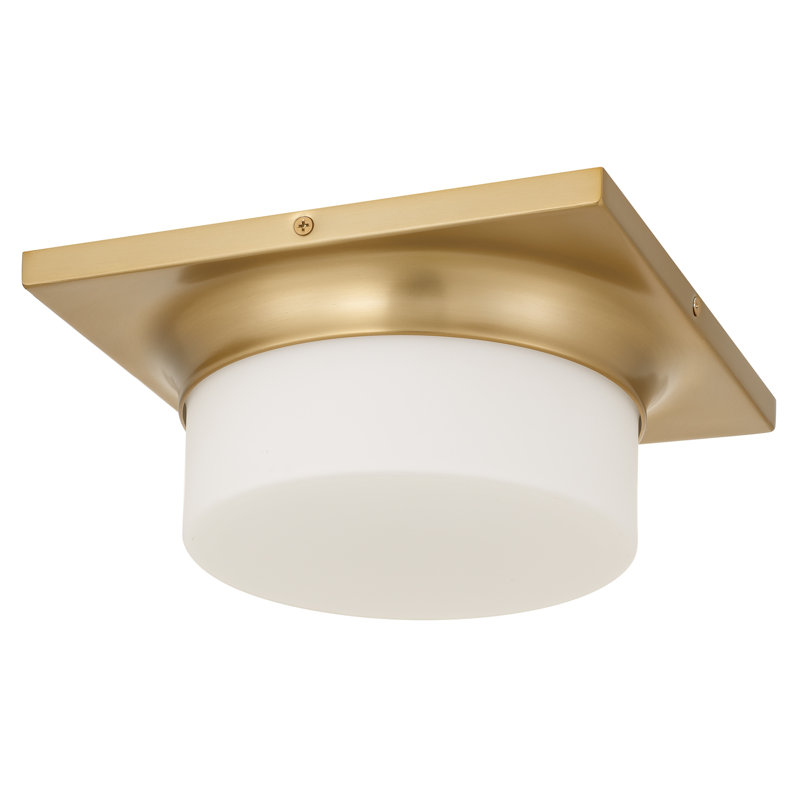 Antique Brass LED Flush Mount, Antique Brass, 3.75" H X 10" W X 10" D