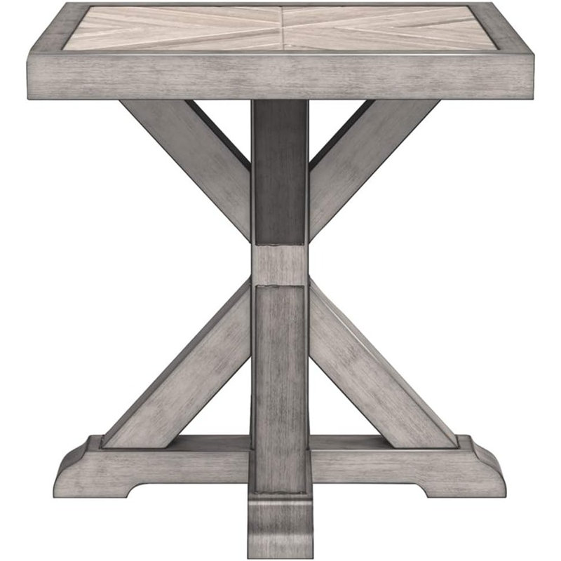 Beachcroft Beige Square Porcelain Top End Table