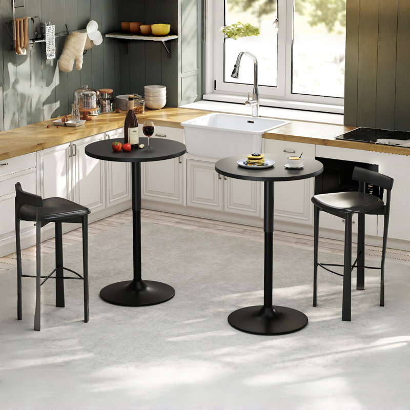 Table bistro de 23,6 po de largeur et hauteur réglable avec base à piédestal pour îlot de cuisine et bar pour la maison