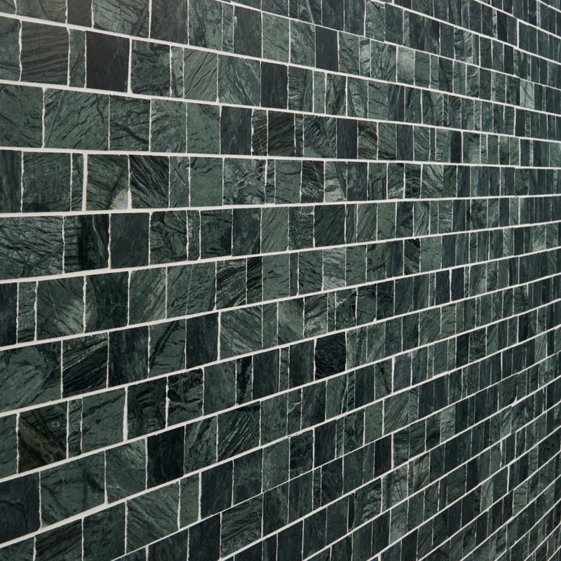 Orné 12 po X 12 po Carreau de mosaïque de marbre jointé à la main pour plancher et mur (5 pieds carrés / feuille), Vert verde