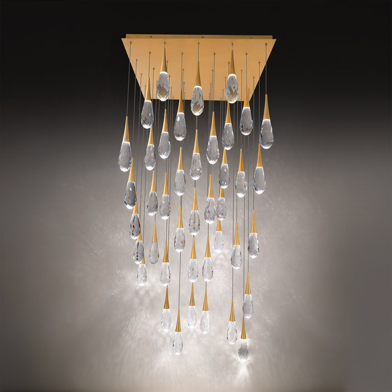 Hibiscus 41 - Light LED Pendant, Aged Brass