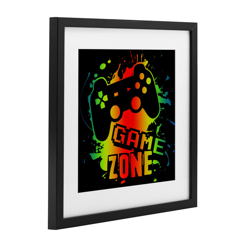 Gradient Gaming Zone Framed Print Under Glass, design by Marcus Prime, 16" H x 16" W, Midnight Black Frame