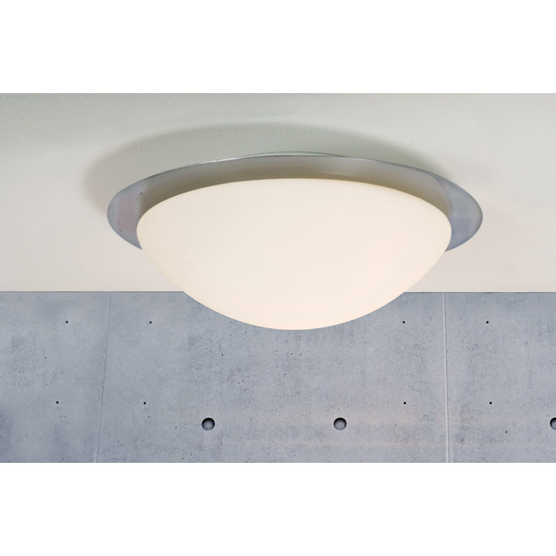 Ancona Glass Flush Mount, Brushed Steel