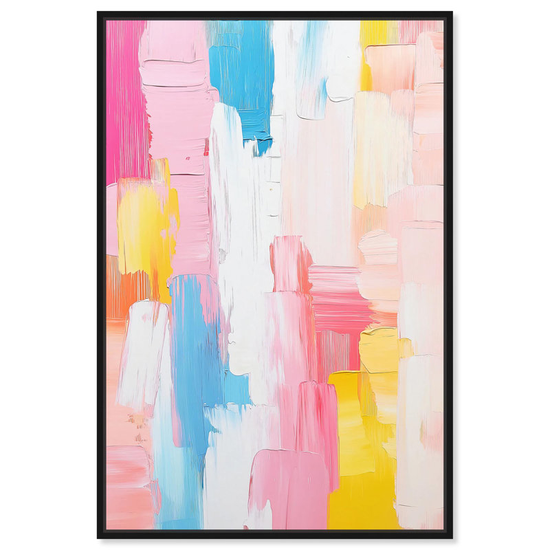 «Joyful Abstraction II», toile de couleur moderne abstraite par Art Remedy, H 16 po x l 11 po x P 1,2 po, Cadre noir