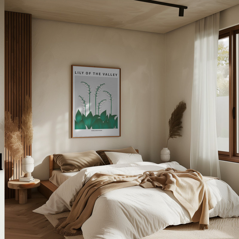 "Lily of the Valley", art mural texturé encadré, Noir, H 14 po x l 10 po