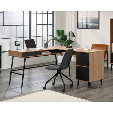 Sova L-Shape Executive Desk Upper Square Color (Top/Frame): Brown/Black