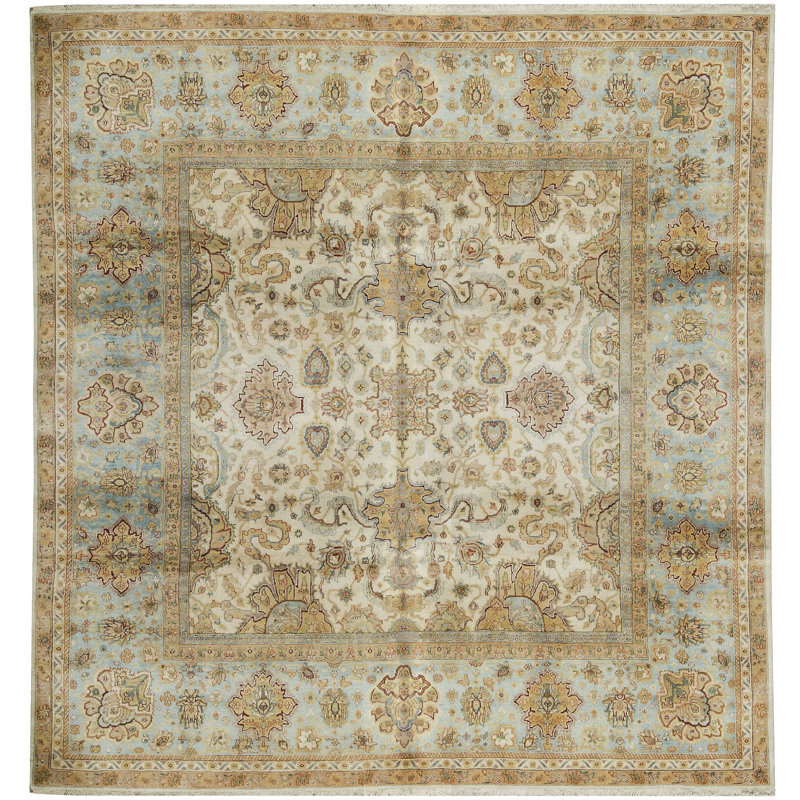 Sona One-of-a-Kind Rectangle 8' X 8'4" Wool Area Rug in Beige/Light Blue/Cream