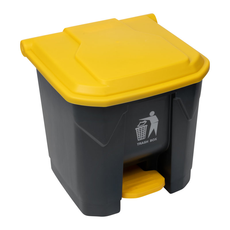 Poubelle 8 gallons CleanWare de restaurantware, 1 poubelle à pédale avec couvercle à charnières, facile à assembler, poubelle en plastique gris foncé, compacte, pour la chambre à coucher, le bureau ou la cuisine