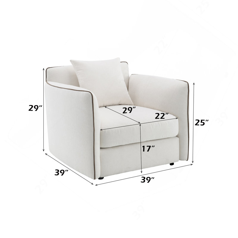 Chaise en chenille beige avec coussin