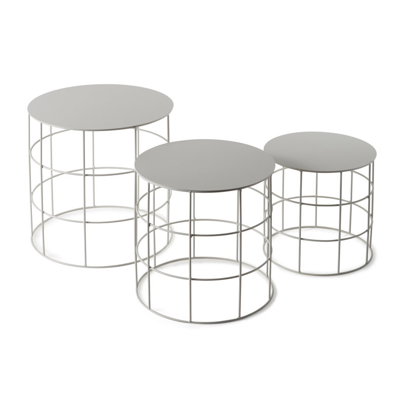 Reton Pedestal Nesting Tables, White