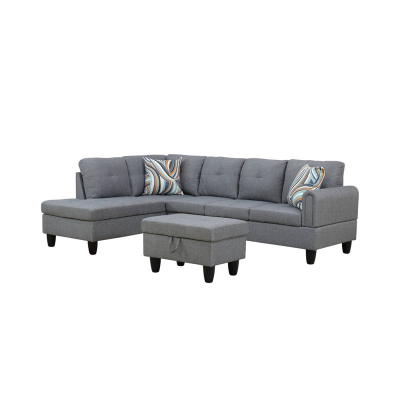 Jacksmith Upholstered Sectional, Left Hand Facing, Gray