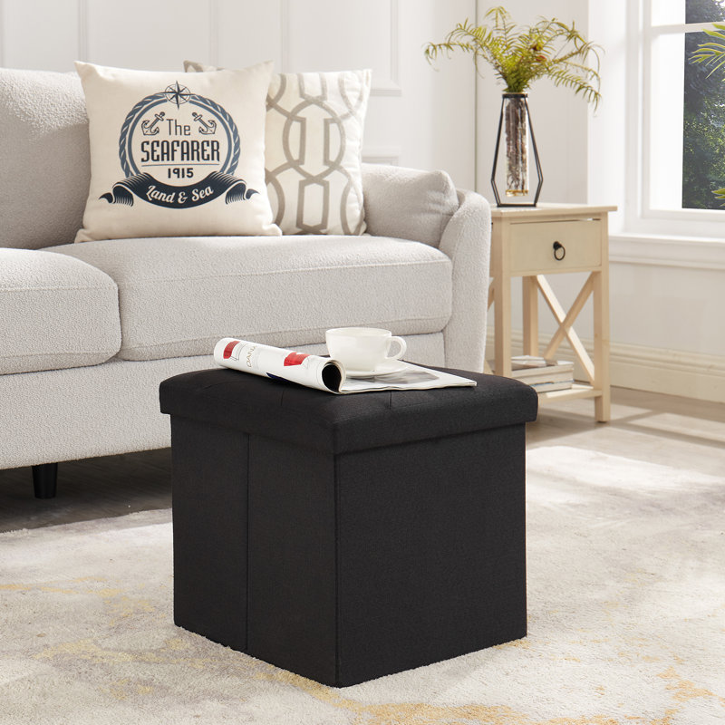 Nainika 38.1cm Wide Ottoman, Black