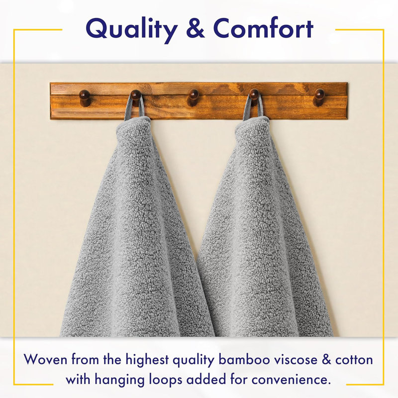 Ensemble de 6 serviettes en coton viscose zéro torsion en coton ultra doux et résistant aux odeurs OEKO-TEX