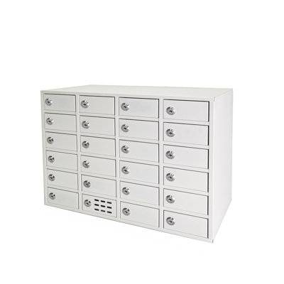 Fixture displays 24 Slot Cellphone Locker