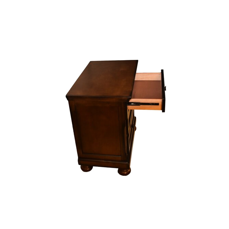 Table de chevet transitionnelle en noyer foncé 3 avec tiroirs cachés - Magnifique porte-souvenirs Grace