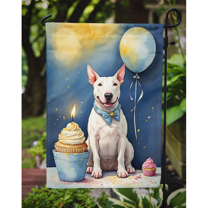 Drapeau de jardin «Happy Birthday», Bull-terrier