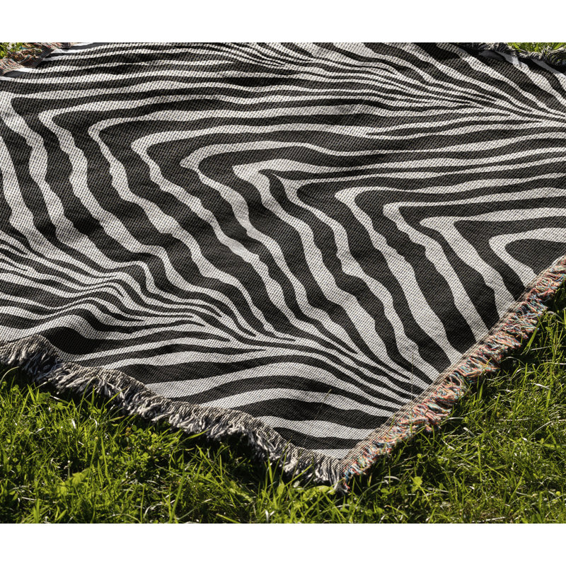 Zoe Animal Print Cotton Blend Blanket Throw, 60" L x 60" W, Black