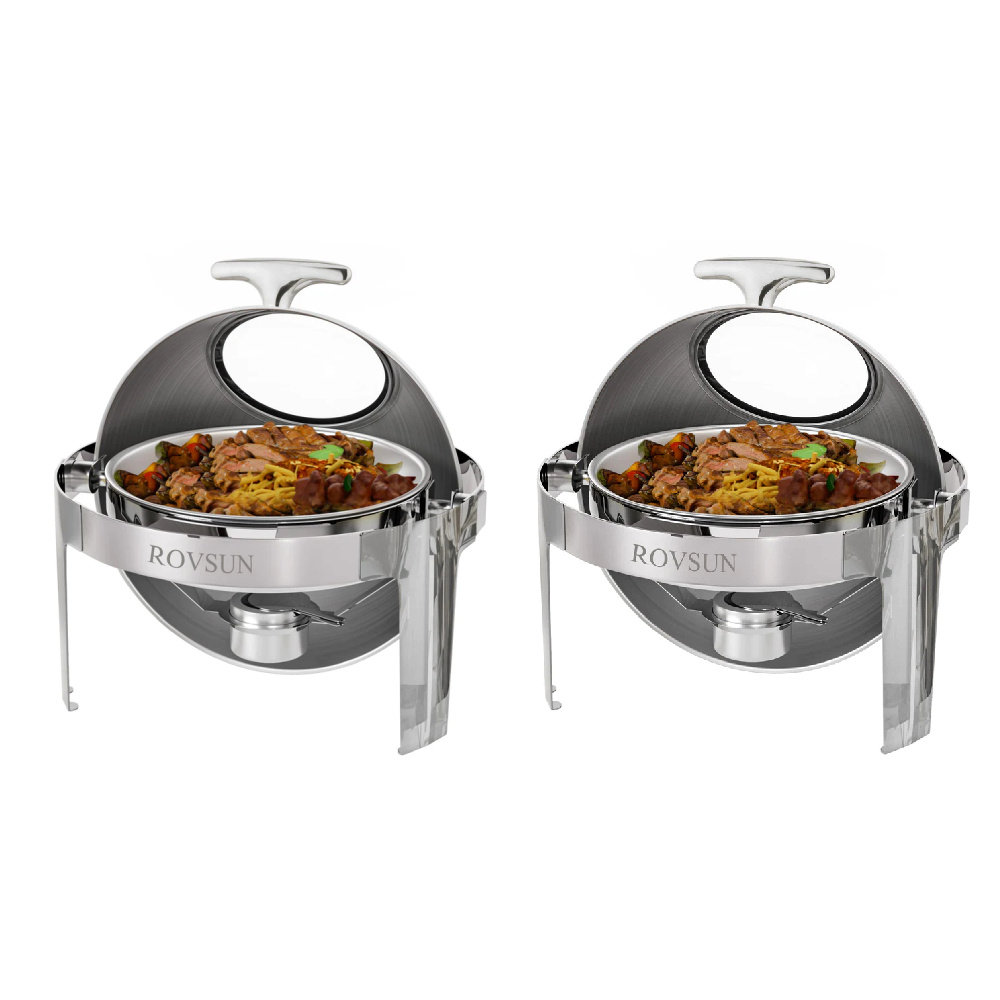 Stainless Steel 6 Quarts Round Chafing Dish (Set of 2) Winado 