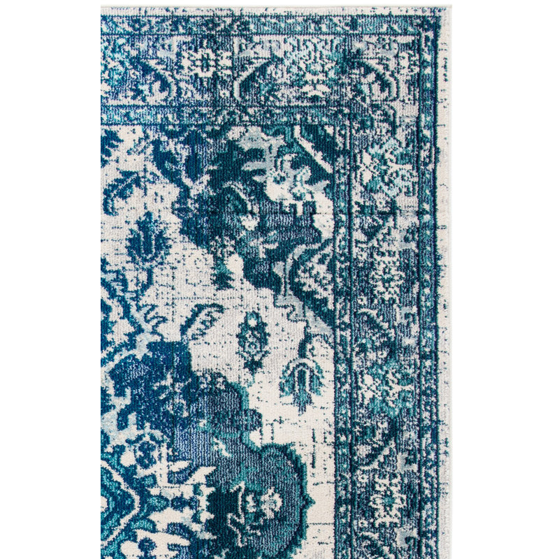 Almyra Oriental Area Rug, Runner 2'2" x 8', Blue/Ivory
