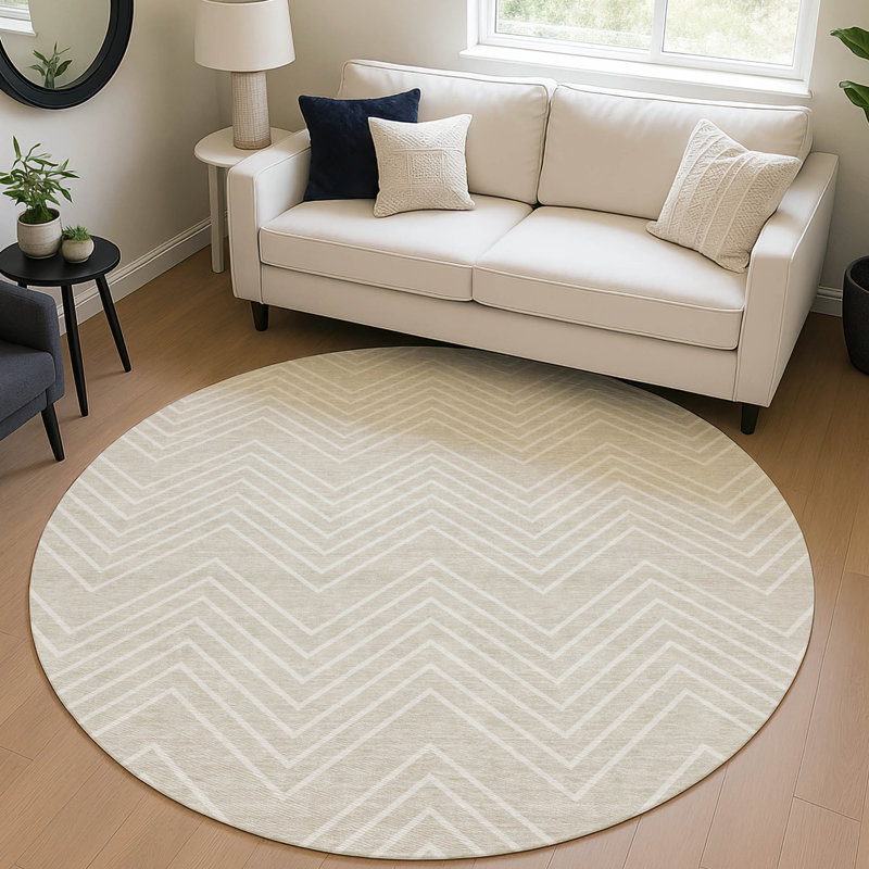 Machine Washable Indoor/Outdoor Chantille ACN2390 Geometric Rug, Round 8'