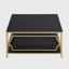 Table basse carrée en verre de 33,5 po, cadre géométrique luxueux, tablette inférieure-594622219
