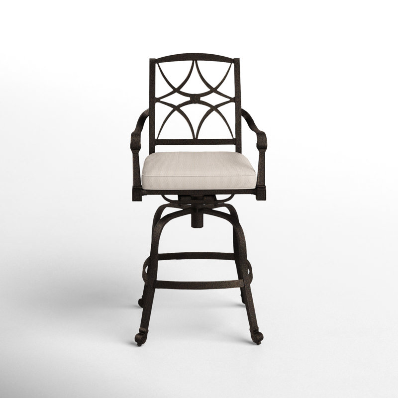 Wiltshire Outdoor Swivel Bar Stool, Canvas Bird's Eye Sunbrella® Canvas, Chestnut Brown, 30.25"
