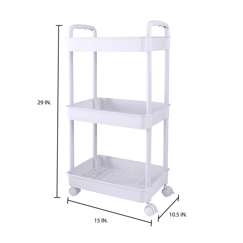 Organize it All 3 Tier Rolling Cart, White