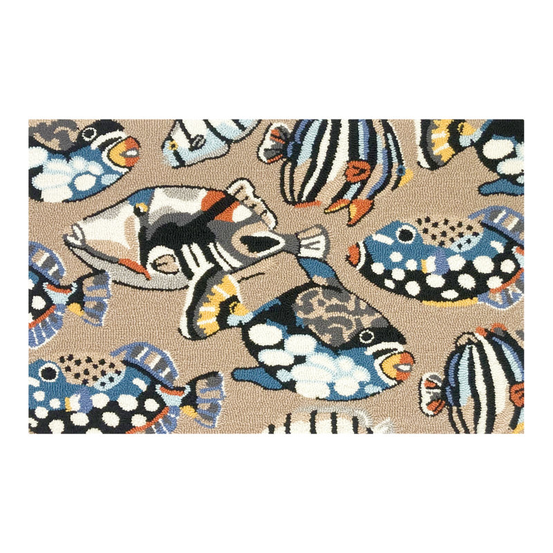 Motif de lancer de poisson indigo, Gris, L 24 po x L 36 po