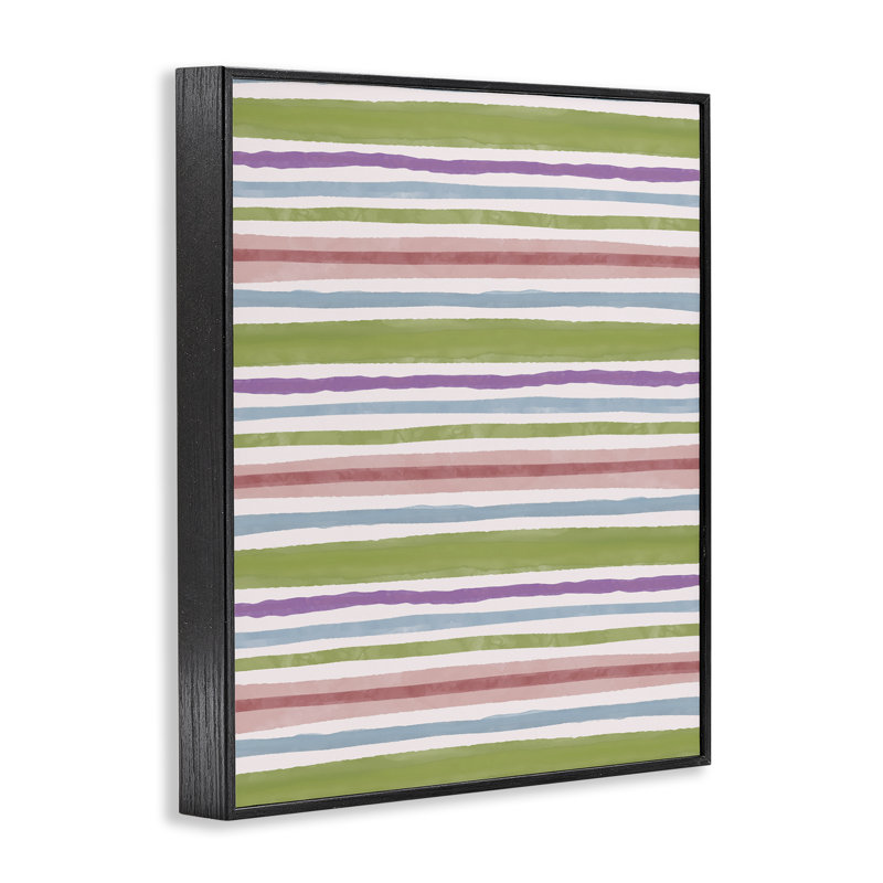«Fun Stripes» à motif de giclées grises encadrées par Nina Muis, Giclée encadrée noir minuit, H 30 po x l 24 po