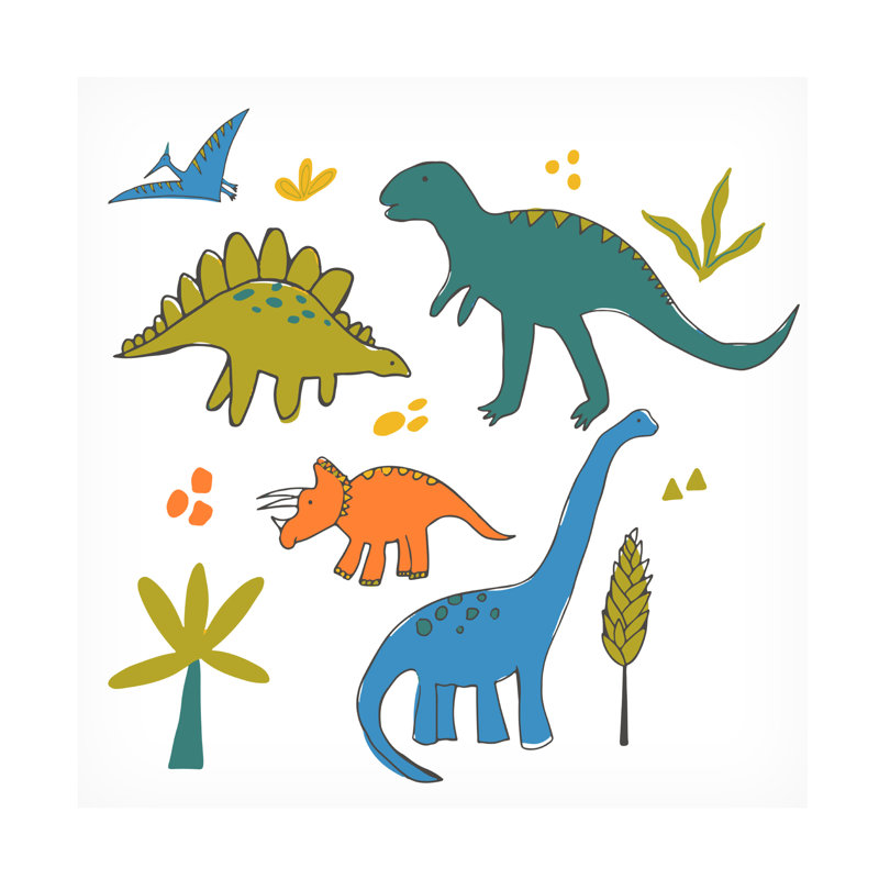 «Dino illustrations 18» par Fiorella Surface Design - impression sur toile tendue, H 35 po x l 35 po