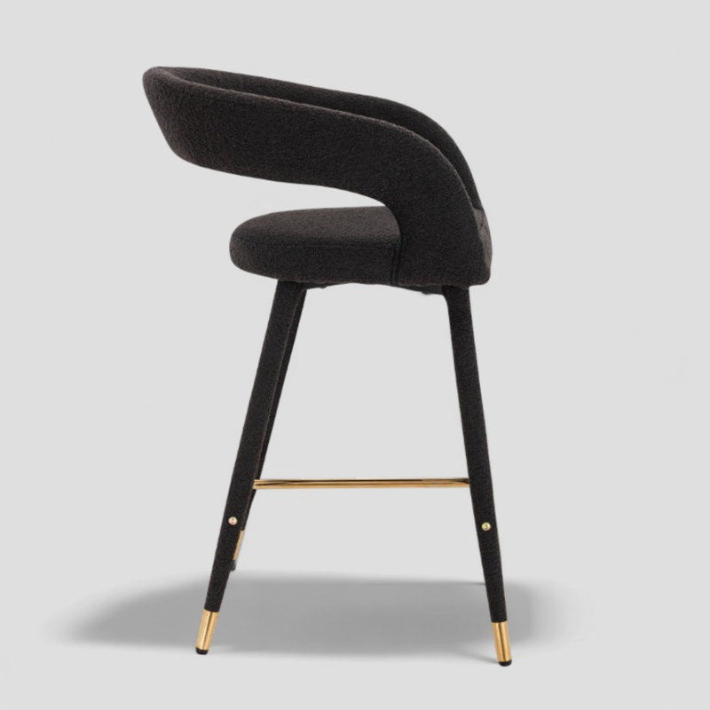 Brevyn Counter Stool With Boucle Upholstery, Black