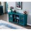 Buffet de 60 po, tablettes réglables, pieds en bois massif, table de décoration bleu sarcelle avec savoir-faire