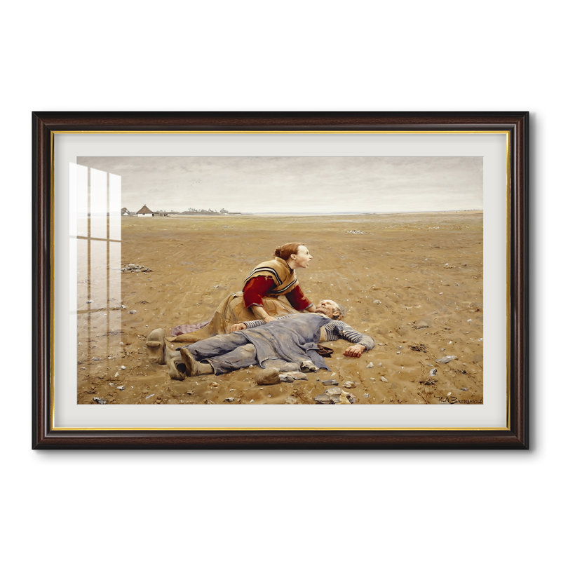 Usé (Udslidt), 1889-Hans Andersen Brendekilde-Impression encadrée personnalisée, 28 po x 40 po, Noyer doré