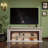 Beige + Walnut Wood TV Cabinet Fireplace-117501226