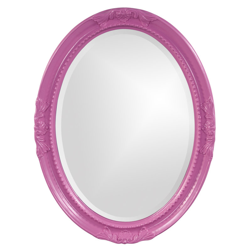 Traditional Beveled Wall and Accent Mirror, Hot Pink