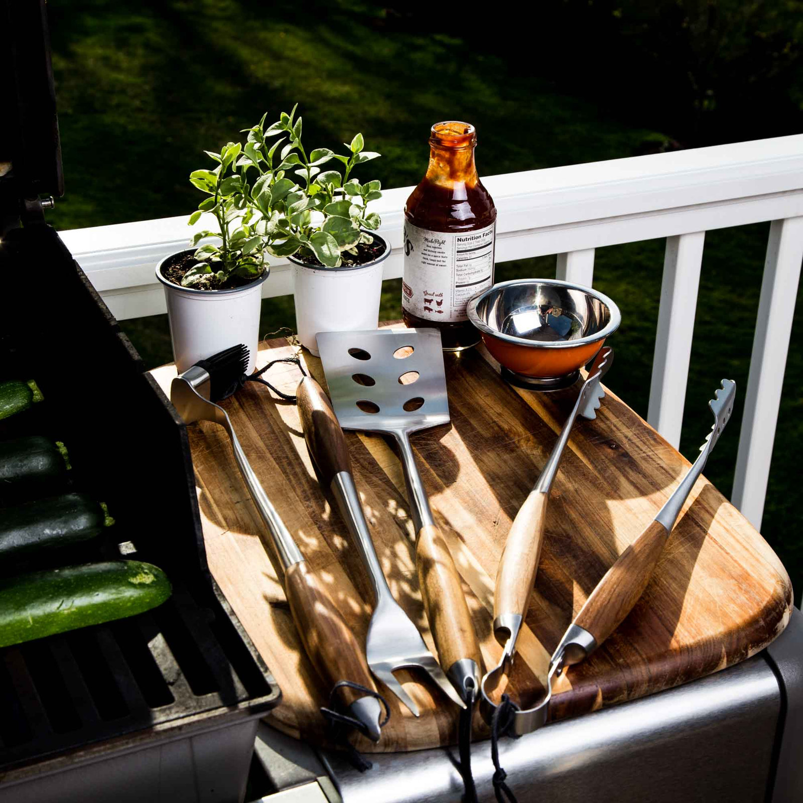 The BBQ Collection Teak 4-Piece Grill Set