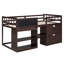 Lit mezzanine simple avec bureau à roulettes, tablette et bureau bas de taille efficace-797540690