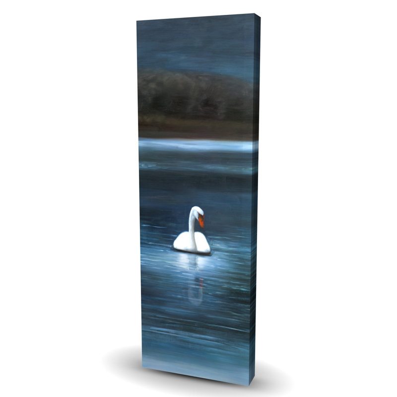 Magnifique cygne - toile brune romantique, H 60 po x l 20 po