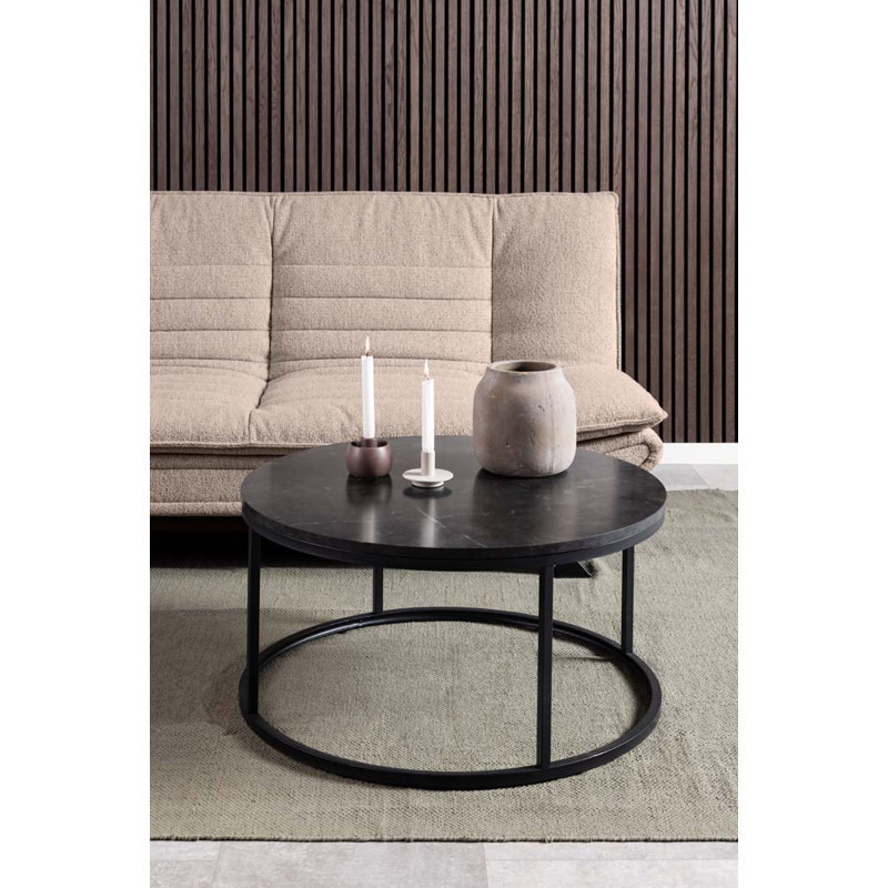 Luitgard Frame Coffee Table with Storage, Black marble