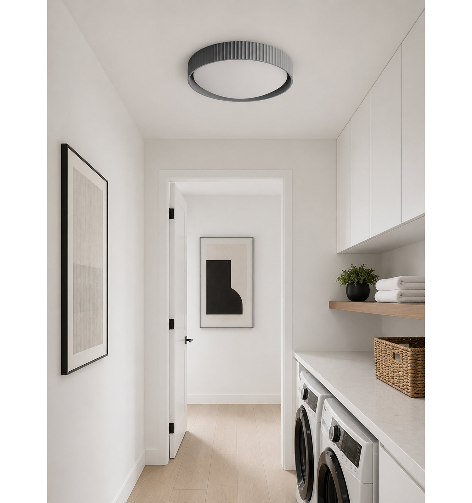 Carran Single Light Flush Mount, Gray