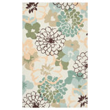 Amorra Floral Hand Hooked Beige/Green/Blue Area Rug