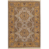 Manchuria Hand-Knotted Wool Oriental Area Rug in Gold/Red/Blue