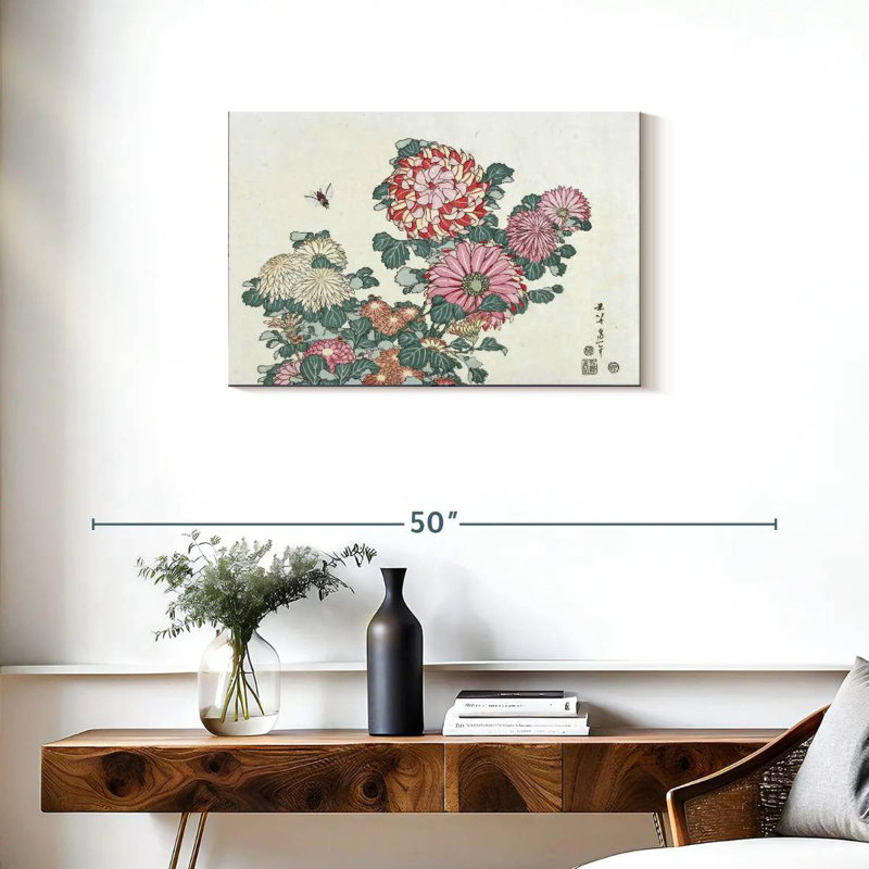 Chrysanthèmes Harnek et une abeille, H 20 po x l 30 po