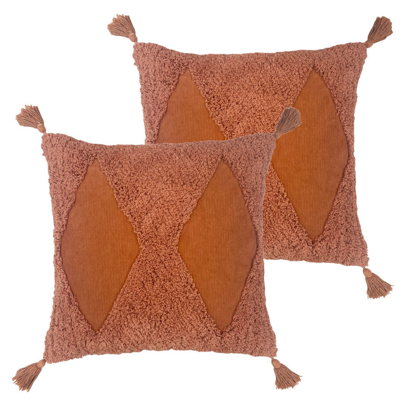 Geometric Square Cushion, Rust