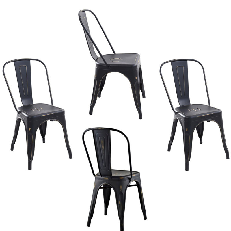 Topps 18'' H Tufted Stacking Side Chair, Black