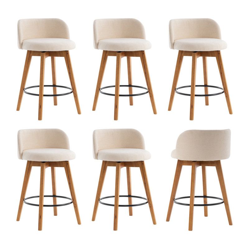 26" Counter Height Bar Stools With Chenille Fabric, 6