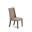Cet ensemble de table de salle à manger 9 pièces comprend une table de salle à manger rectangulaire avec rallonge amovible et 8 chaises rembourrées en tissu brun clair en lin, patiné Jacobean-1218732833-1218732844-1306608960