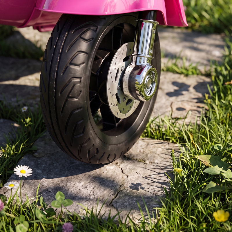 HOMCOM Battery Powered Ride On Toy, Pink, Black